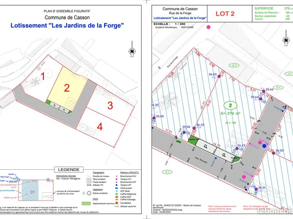 Terrain à bâtir viabilisé de 279 M² - Casson centre bourg