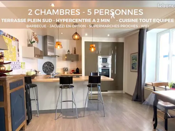 Appartement CV Rénové- terrasse - 2 chambres