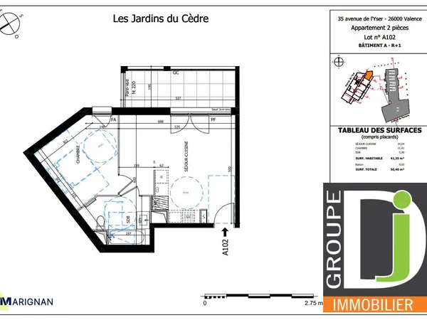 Appartement 2 pièces 41 m²