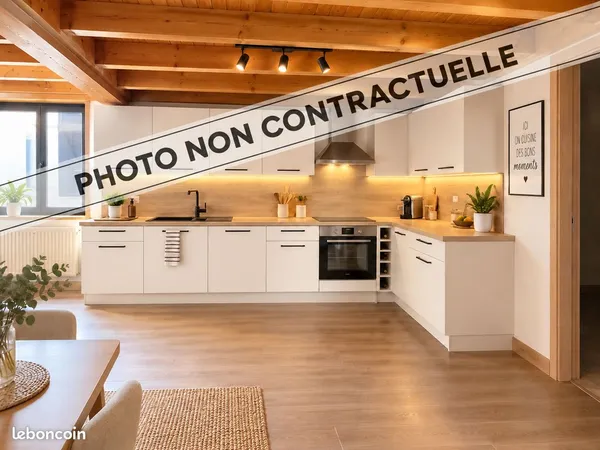 Draillant-Superbe duplex rénové T4+ mezzanine+2 garage+2parking centre village