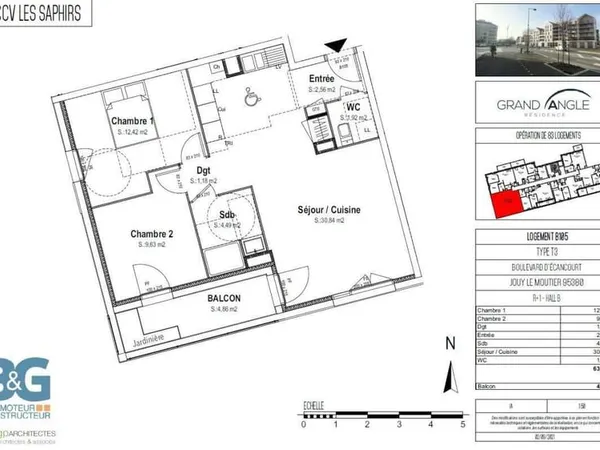 Appartement 3 pièces 65 m²