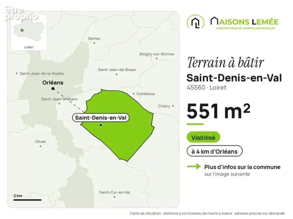 Terrain à bâtir 547 m² viabilisé à Saint-Denis-en-Val