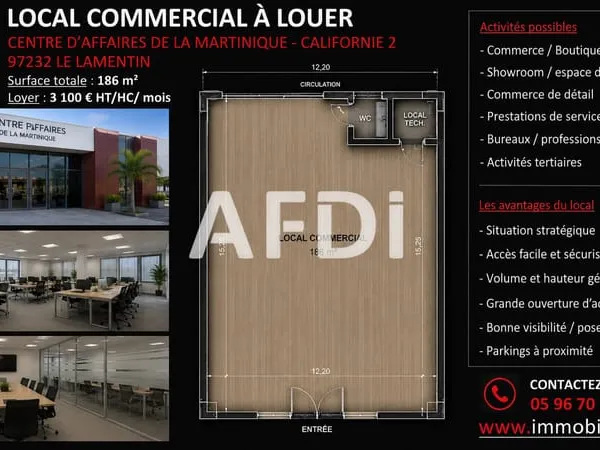 Local de 186 m² pour bureaux centre d'affaires de Californie