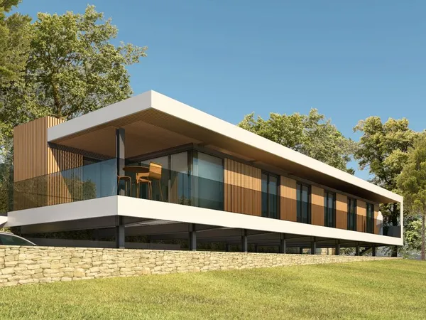 Terrain viabilisé avec permis de construire purgé maison contemporaine