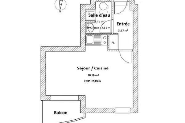 Appartement 1 pièce 24 m²
