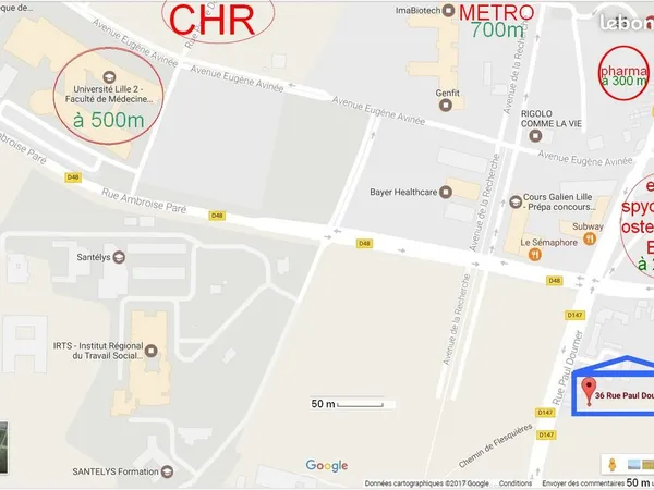 500m fac medecine studio meublé