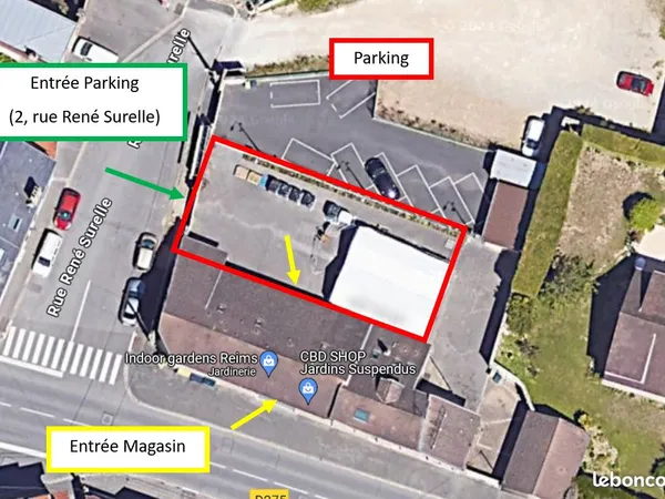 Local commercial 180 m² + cour/parking privé 300 m² - Tinqueux