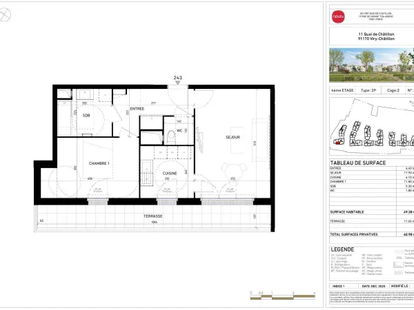 Appartement 2 pièces 49 m²