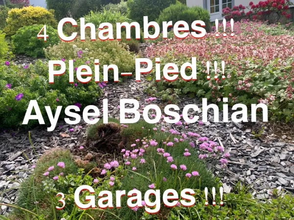 MAION INDIVIDUELLE- PLAIN- PIED- 128M2 -4 CHAMBRES - 3 GARAGES - PARKING- TERRAIN - SOUS-SOL COMPLET