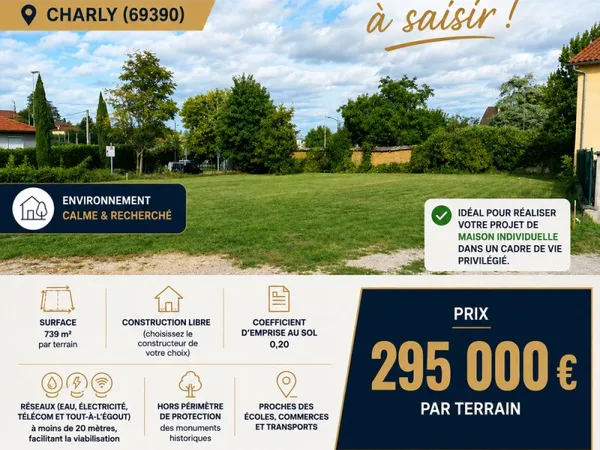 de 2 terrains constructibles à Charly 69