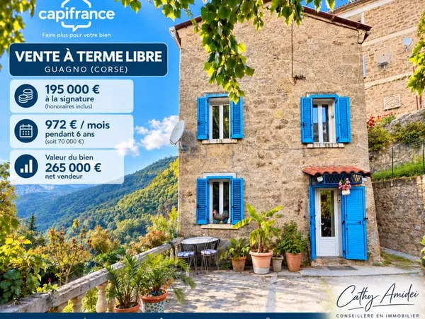 GUAGNO (Corse) MAISON DE VILLAGE EN PIERRES - VENTE À TERME LIBRE