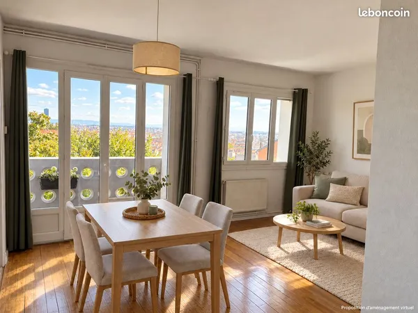 Lyon 5 : T2 lumineux 48 m², balcon et vue panoramique