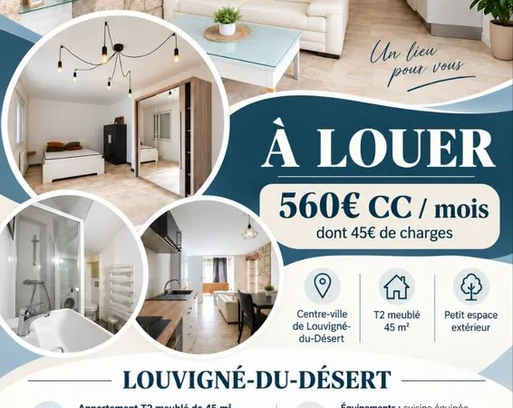 T2 meublé 45 m² - Centre de Louvigné-du-Désert - Extérieur - 560 CC