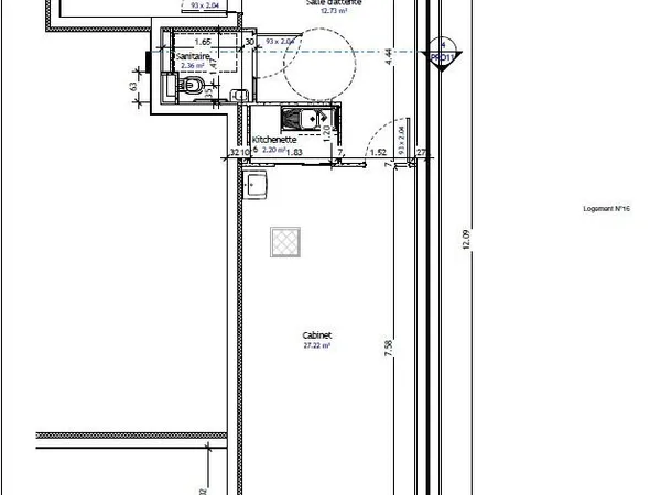 Bureau 46 m²