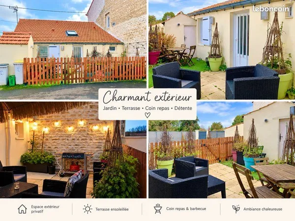 Maison de plain-pied 55 m² - 2 chambres - Cour & stationnement - Tonnay-Charente