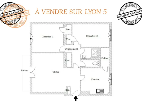 T3 au calme avec balcon, garage et parc arboré – Lyon 5ème