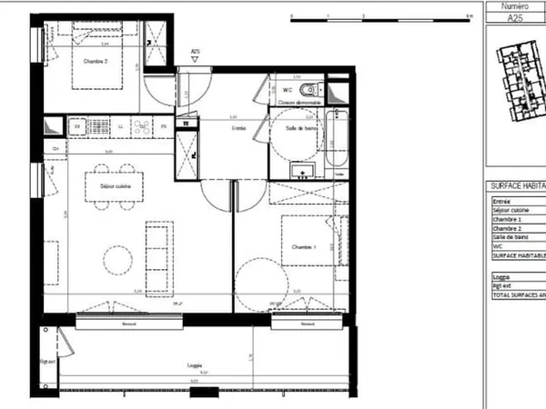 Appartement 3 pièces 60 m²