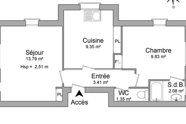 Appartement 2 pièces 40 m²