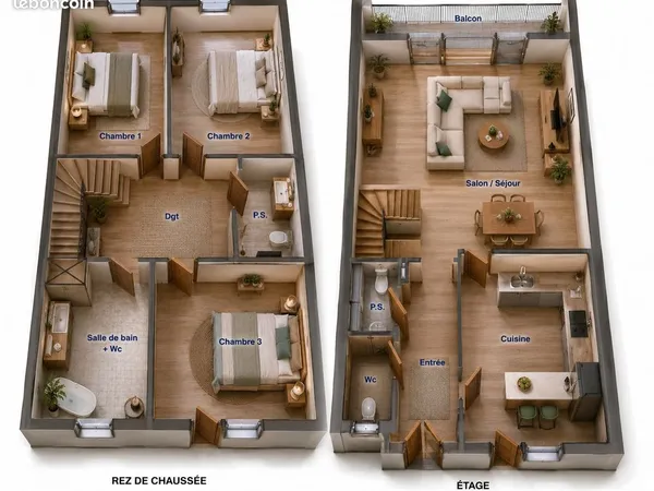 Duplex meublé 3 chambres - Hyper-centre Grenoble - Colocation