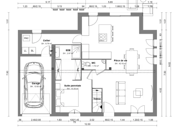 Maison 3 pièces 130 m²