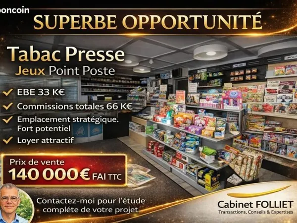 Fonds de commerce tabac 60 m²