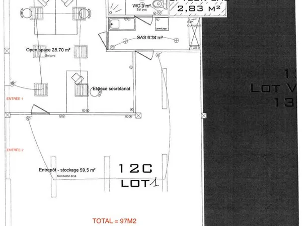 Bureau et entrepôt 97m2 Artigues près Bordeaux