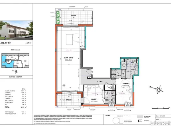 Appartement 3 pièces 98 m²