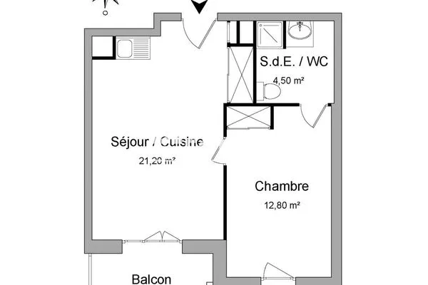 Appartement 2 pièces 39 m²