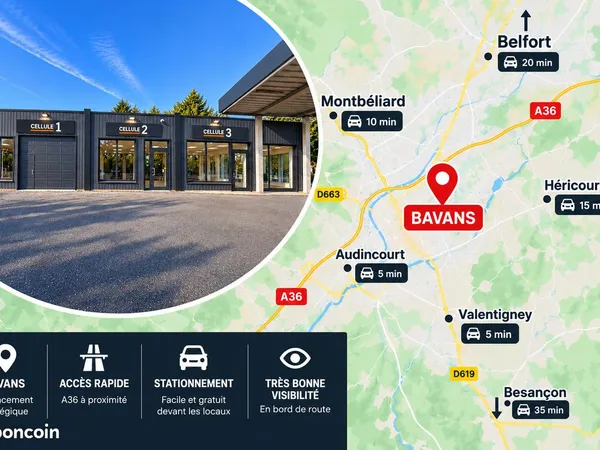 Cellules / locaux professionnels à louer - Axe très passant - Bavans - dès 750 HT