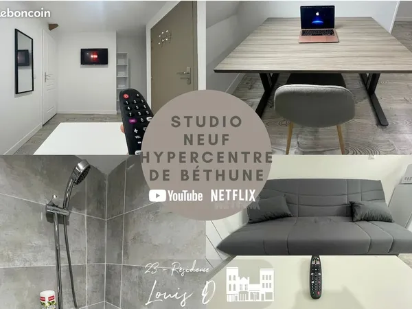 Studio meublé avec mezzanine - hypercentre Béthune - 490 CC internet inclus