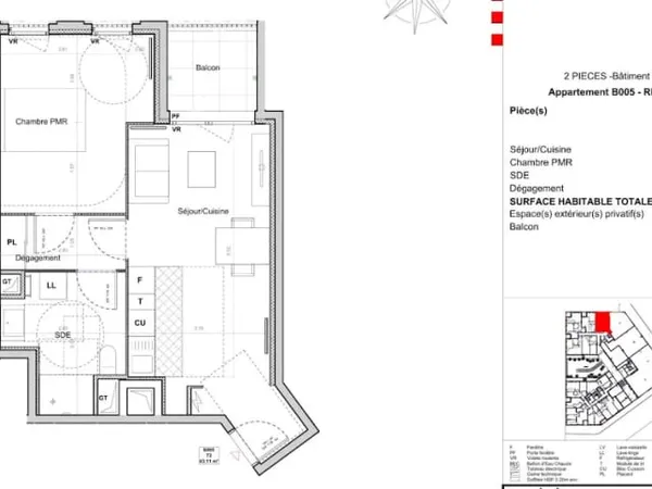 Appartement 2 pièces 43 m²