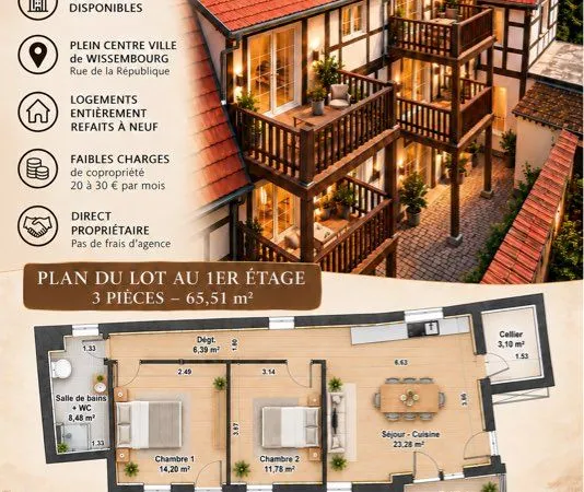 Appartements à vendre résidence de la république à Wissembourg centre ville
