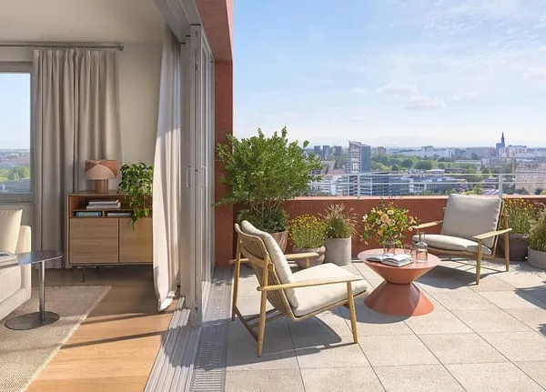 3 Pièces vue Rhin, rare ! Belle terrasse de 10m2 avec panora