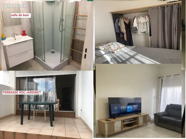 F2 meublé rdc 1150, Saint-Denis, libre novembre dans le quartier de La Trinité 2 adultes et jusqu'à 