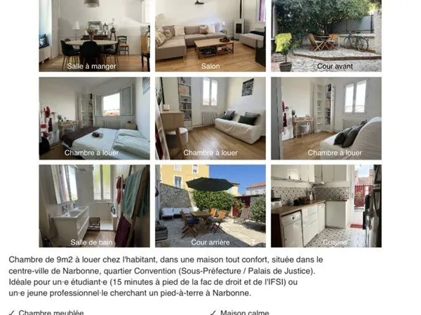 Chambre chez l'habitant à louer 500 CC