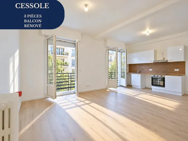 3 pièces 60 m² - Rénové balcon filant - Cessole