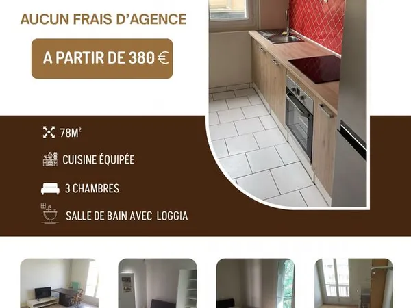 Colocation - 76m2 - 3 chambres - proche centre ville
