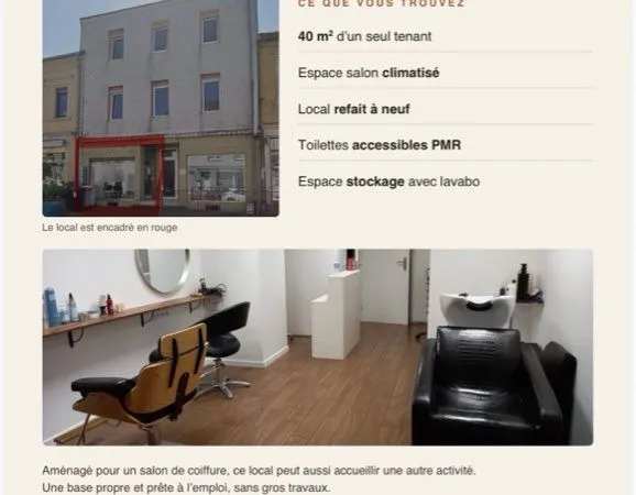 Local commercial 40 m² climatisé, refait à neuf