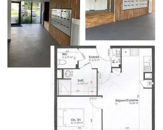 2 pièces 47m², balcon, cave et parking