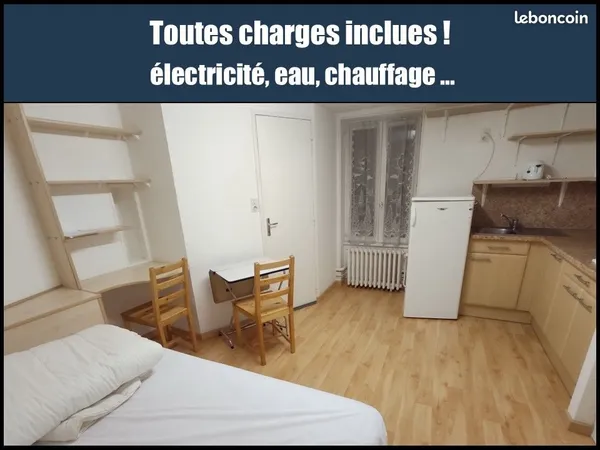 Studio meublé ttes charges inclues (électricité, eau ...)