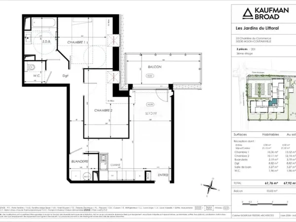 Appartement 3 pièces 62 m²