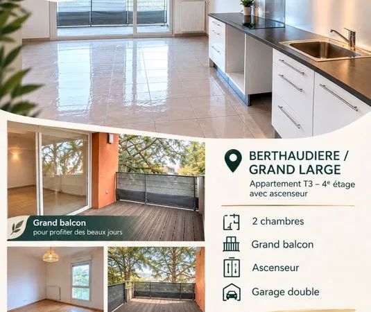 à vendre - t3 avec locataire en place - décines-charpieu - garage double