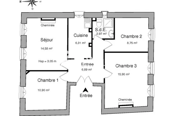 Appartement 4 pièces 66 m²
