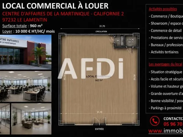 Local de 960 m² pour bureaux centre d'affaires de Californie