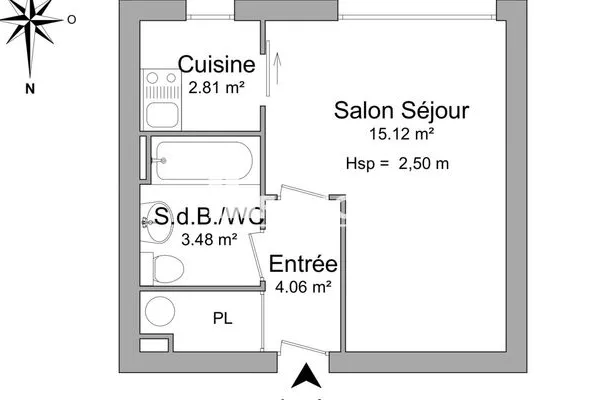 Studio 1 pièce 26 m²