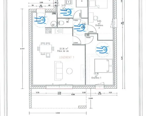Immeuble 3 pièces 64 m²