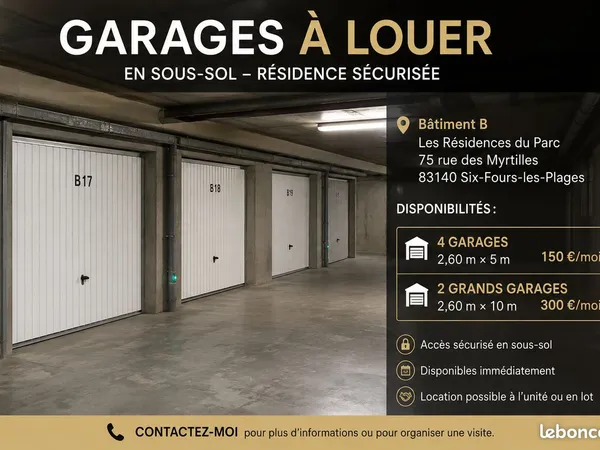 Location garages en sous-sol - Six-Fours-les-Plages