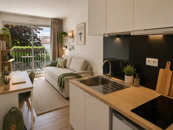 Studio non meublé rénové avec balcon et parking idéal étudia