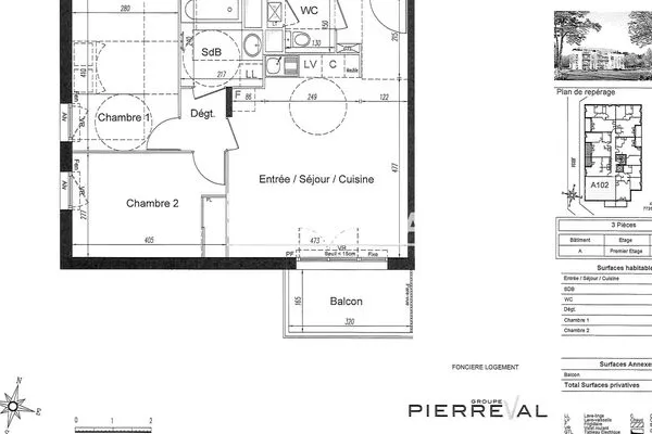 Appartement 3 pièces 59 m²