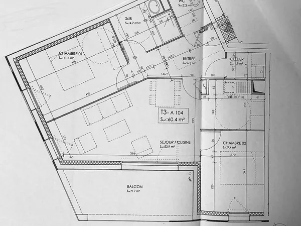 T3 - 60m2 + Balcon 9m2 - Étage 1/3